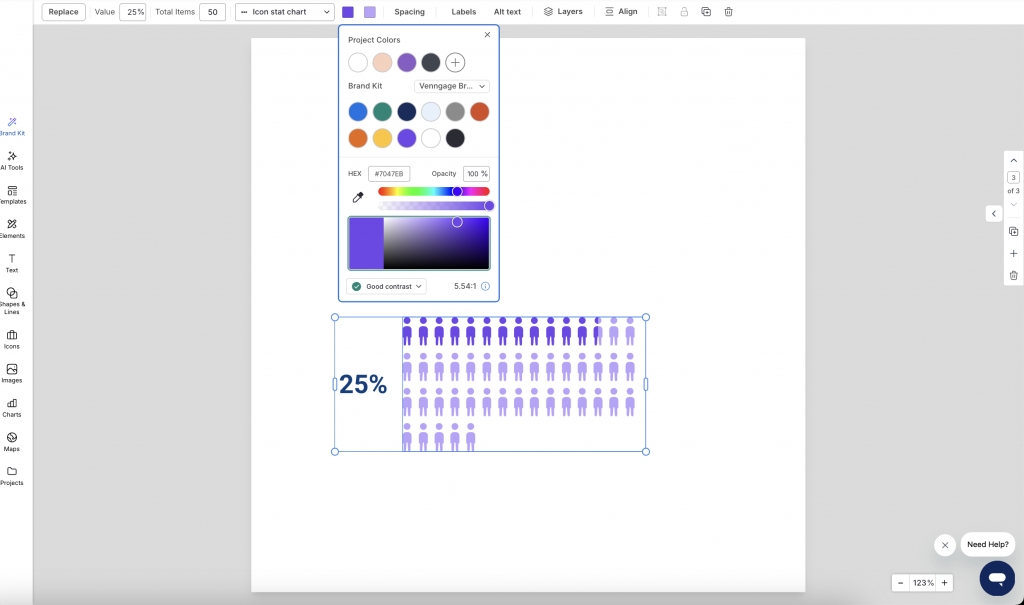 Change Pictogram colors in Venngage